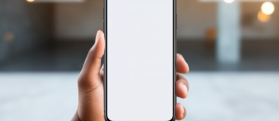 Poster - A person holding a white smartphone in an e-learning concept with copy space image.