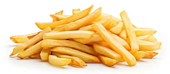 Aufkleber - French fries, a potato fry isolated on a white background with clipping path and full depth of field, suitable for adding a copy space image.