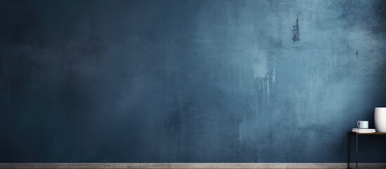 Poster - Beautiful abstract navy blue dark wallpaper with a grungy decorative look and a grainy texture on a painted blue wall, providing a great copy space image.