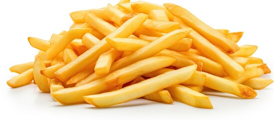 Aufkleber - French fries, a potato fry isolated on a white background with clipping path and full depth of field, suitable for adding a copy space image.