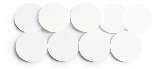 Aufkleber - Collection of round white sticker labels isolated on a white background with a clipping path for a copy space image.