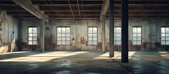 Aufkleber - A rundown living space inside a deserted building with a blank area for visuals - a copy space image.