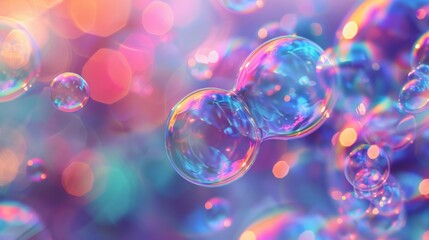 Canvas Print - A close up of a bunch of bubbles floating in the air, AI