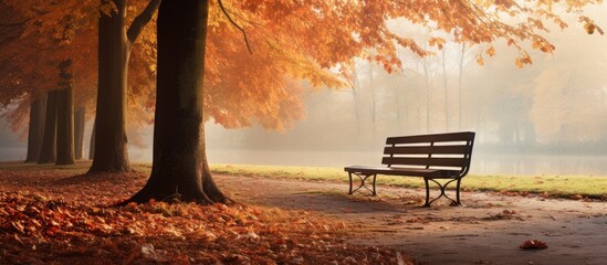 Aufkleber - Capture the autumn scenery with a lovely nature picture taken on a leisurely stroll in a charming location using a mobile camera, perfect for a copy space image.