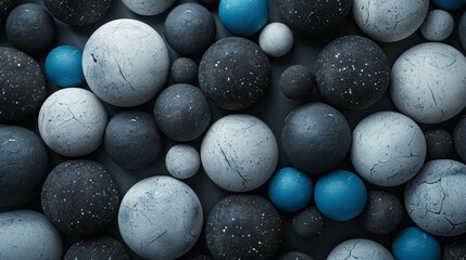 Wall Mural - A close up of many different colored spheres, some of which are blue