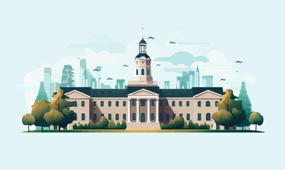 Wall Mural - university vector flat minimalistic isolated illustration