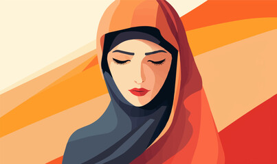 Wall Mural - islamic woman vector flat minimalistic isolated vector style illustration