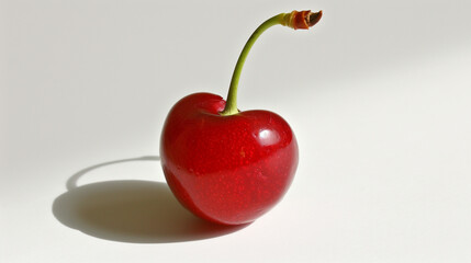 Wall Mural - A cherry is sitting on a white background