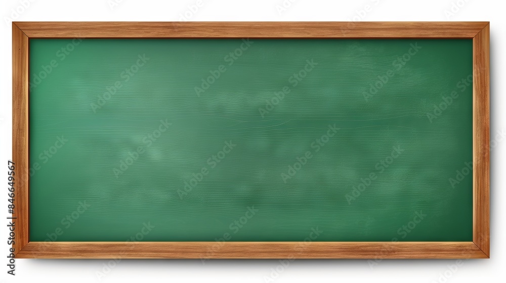Realistic green chalkboard with wooden frame isolated on white ...