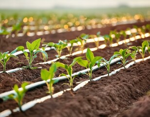 Wall Mural - Water Saving Drip Irrigation, Efficient Hydration for Crops