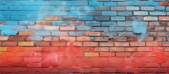 Wall Mural - Vibrant brick wall with copy space image.