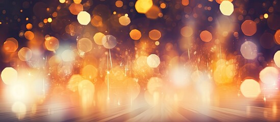 Leinwandbilder - Vintage Magic background with colorful bokeh and bright golden lights, ideal for Spring, Summer, Christmas, or New Year disco parties; includes a captivating copy space image.