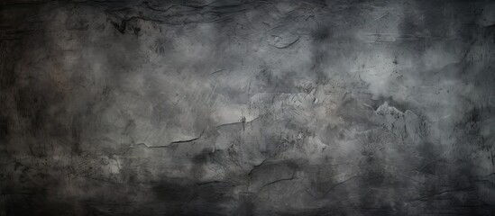 Poster - Vintage web banner or wallpaper with a gloomy, textured rough dark surface resembling an abstract grunge black background on an empty concrete wall, providing copy space image.