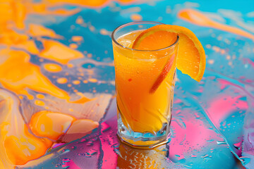 Wall Mural - Orange Juice in Tropical Setting