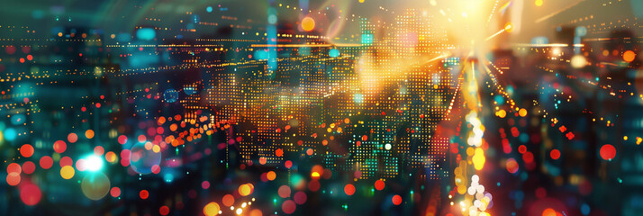 Global network connections. Abstract neural networks cyberspace. Futuristic grid. top view. Generative AI.
