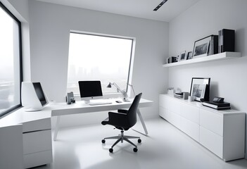 minimalist interior design style futuristic home office sleek furniture state of the art technology