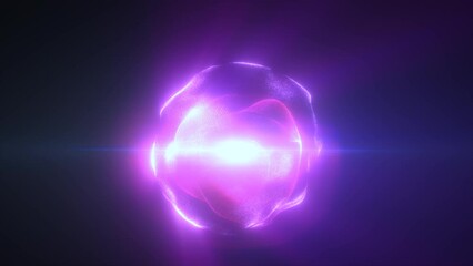 Poster - purple energy magic sphere round high-tech digital ball core of light rays waves lines and energy pa