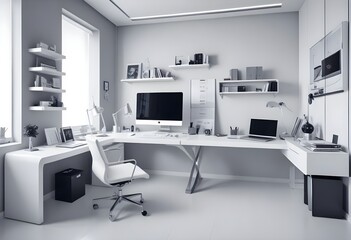 minimalist interior design style futuristic home office sleek furniture state of the art technology