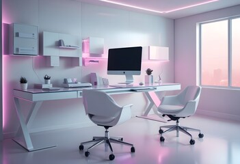 minimalist interior design style futuristic home office sleek furniture state of the art technology