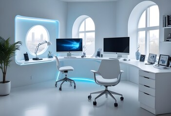 minimalist interior design style futuristic home office sleek furniture state of the art technology