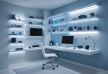 minimalist interior design style futuristic home office sleek furniture state of the art technology