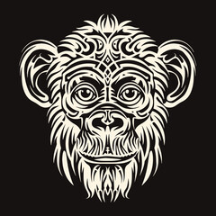 Wall Mural - Monkey Head Tribal Illustration