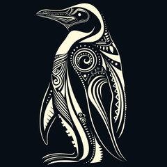 Poster - Penguin Tribal Cartoon Illustration