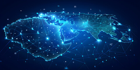 Wall Mural - earth globe, telecommunication and data transfer networks with global internet and artificial intell
