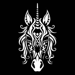 Wall Mural - Head Of Unicorn Tribal Style