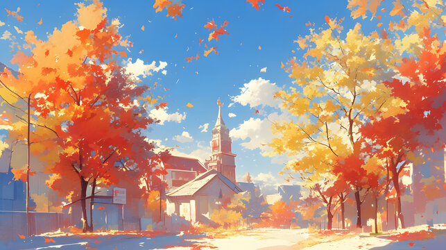 Autumn Streets anime style