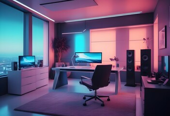 minimalist interior design style futuristic home office sleek furniture state of the art technology