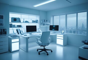 minimalist interior design style futuristic home office sleek furniture state of the art technology