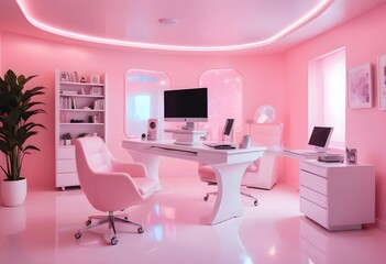 minimalist interior design style futuristic home office sleek furniture state of the art technology