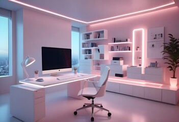 minimalist interior design style futuristic home office sleek furniture state of the art technology