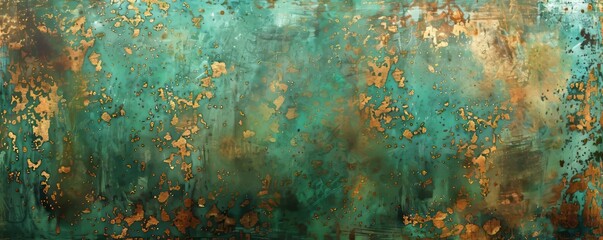 Wall Mural - Patinated brass texture with aged look, 4K hyperrealistic photo