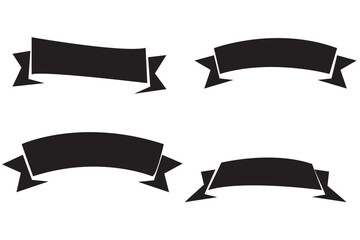 Canvas Print - retro black ribbons set vector. silhouette labell