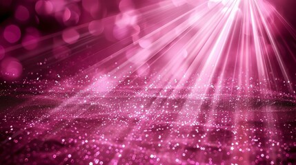 Wall Mural - Vibrant magenta light burst  abstract rays on dark background with purple and gold sparkles