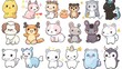© Pter - many vectors of cute kawaii baby animals, white background