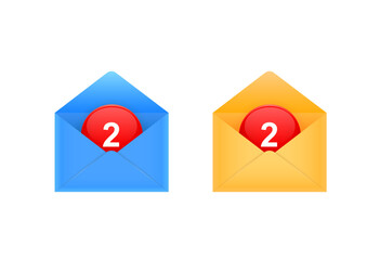 Leinwandbilder - Two Envelopes Icons With Red Button Notifications design. Vector Illustration.