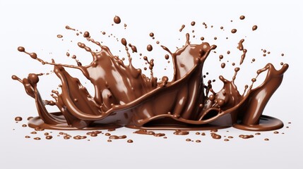 Wall Mural - Delicious Chocolate Splash Isolated on White Background with Clipping Path - 3D Illustration for Stock.