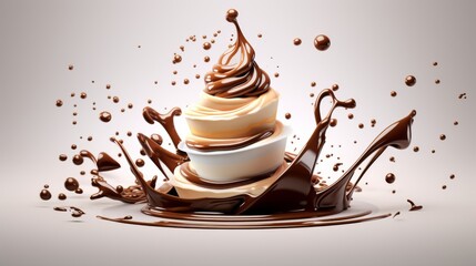Wall Mural - Chocolaty Milk Tornado Splashing in Twister Shape - 3D Illustration Stock Image
