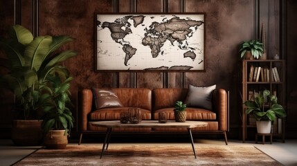 Wall Mural - living room with fireplace