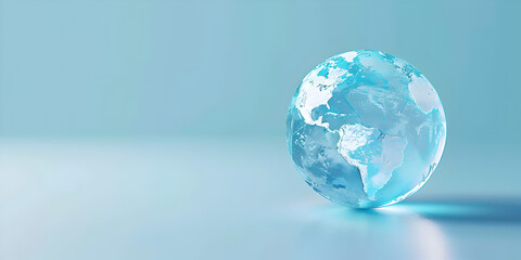 Wall Mural - Earth globe Freezing , concept of global warming and climate change, copy space.