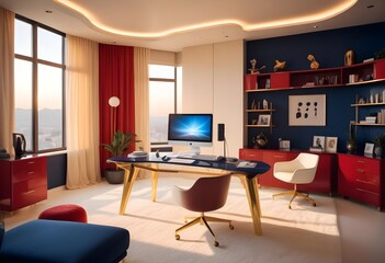 minimalist interior design style futuristic home office sleek furniture state of the art technology