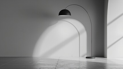 Poster - A black lamp is sitting in front of a white wall
