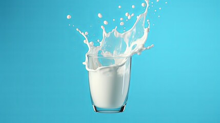 Wall Mural - Splashing Milk in Glass - 3D Rendered Stock Illustration with Clipping Path for Graphic Design Projects