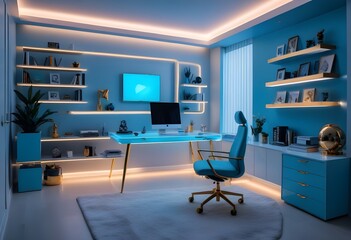 minimalist interior design style futuristic home office sleek furniture state of the art technology