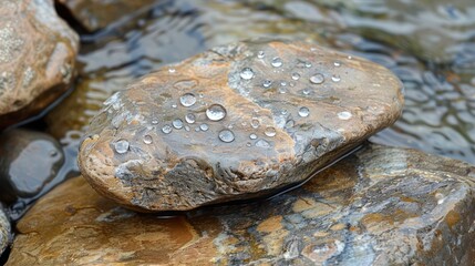 Leinwandbilder - A rock with water droplets on it