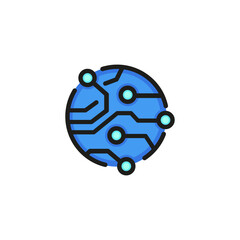 Poster - Circuit board line icon. Electronics, motherboard, processor. Computer concept. Vector illustration can be used for topics like technology, engineering, network