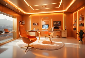 minimalist interior design style futuristic home office sleek furniture state of the art technology